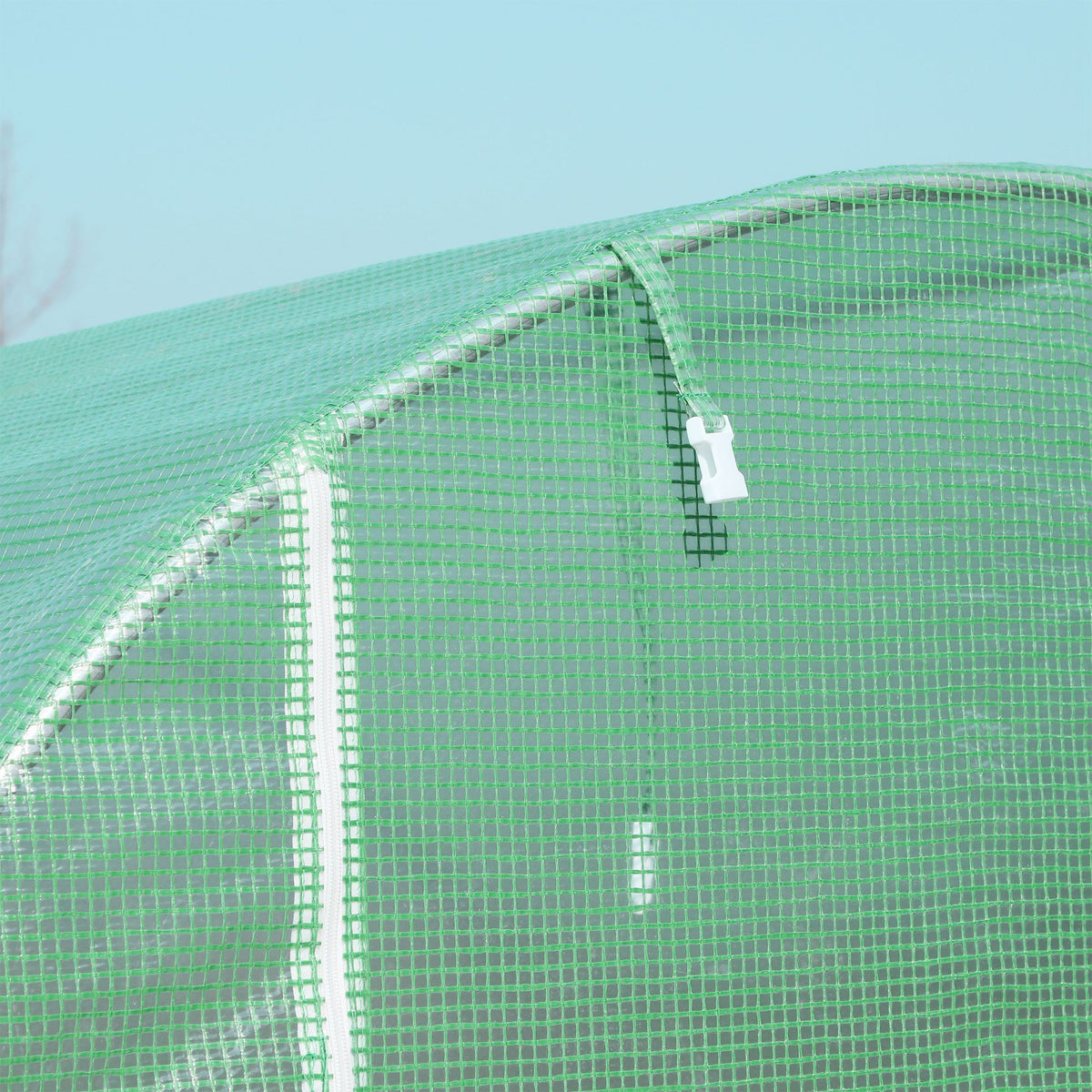 Serre de Jardin Tunnel Surface Sol 6 m² 3L x 2l x 2,10H m châssis Tubulaire renforcé Porte zippée 4 fenêtres enroulables cadre en métal Vert-7