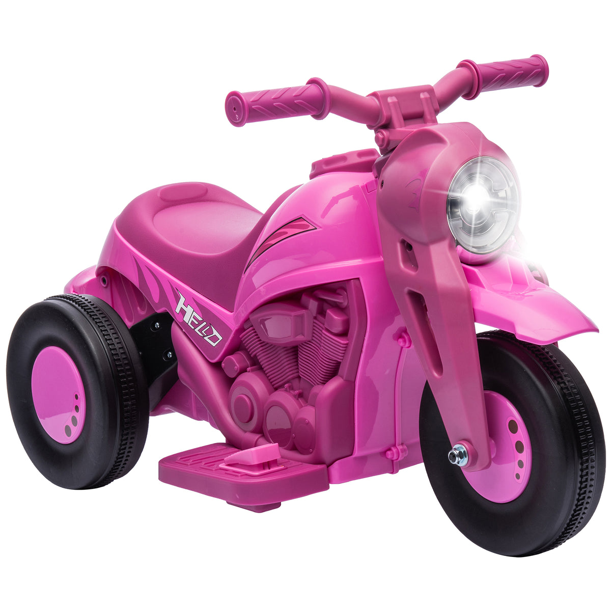 Moto électrique enfants 2-5 ans, 3 roues, 6 V, 3 km/h, avec fonction de bulles, effets lumineux et sonores, rose-0