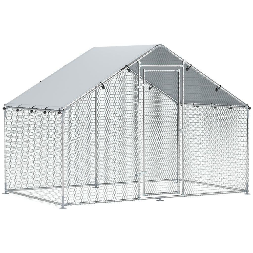 Poulailler, grand poulailler en métal avec couverture imperméable et anti-UV, cage pour 5-8 poules, 3 x 1,7 x 1,9m-0