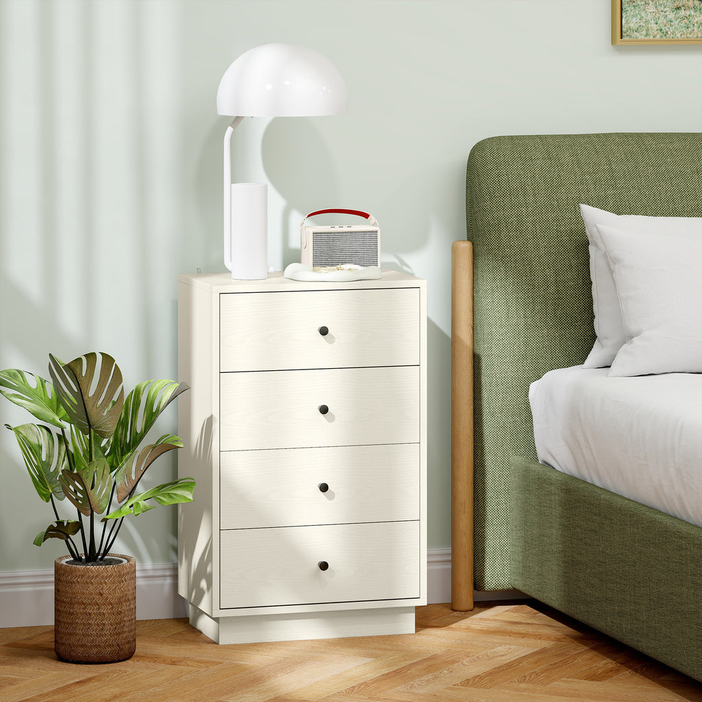 Commode 4 tiroirs moderne, meuble de rangement pour chambre à coucher, salon, entrée, 47 x 29 x 75 cm, crème-9