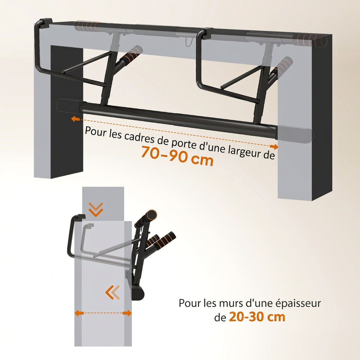 Barre de traction barre traction porte avec bandes de résistance poignées rembourrées 100 x 43 x 27 cm noir-4
