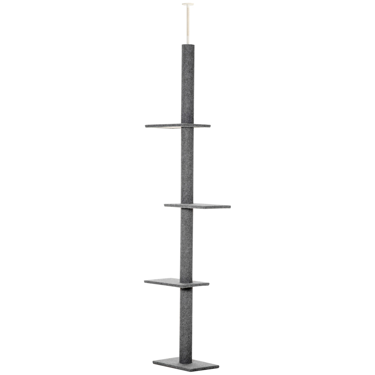 Arbre à chat du sol au plafond poteau à griffer hauteur réglable dim. 43L x 27I x 228-260H cm 4 niveaux d'activités gris-0