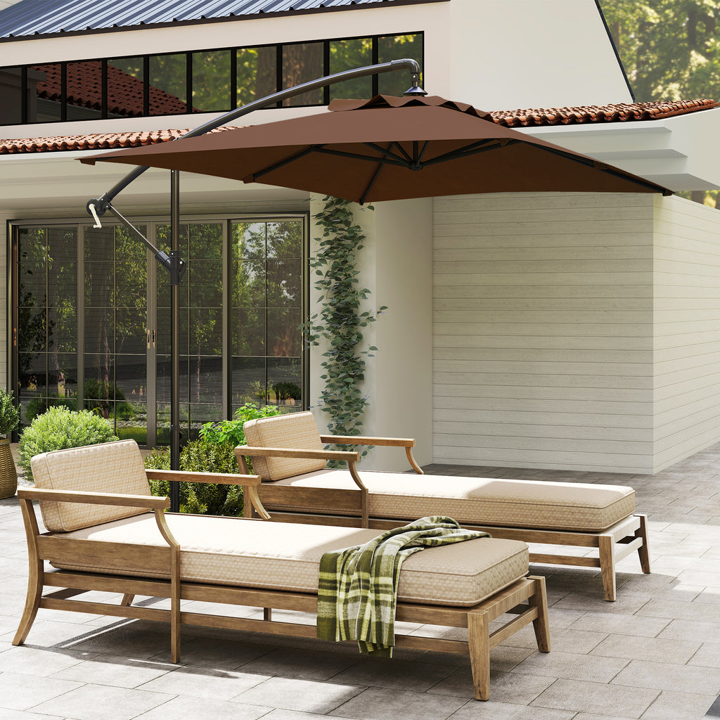 Parasol déporté parasol rectangulaire extérieur manivelle et 6 baleines acier protection UV dim. 294L x 193l x 250H cm-8