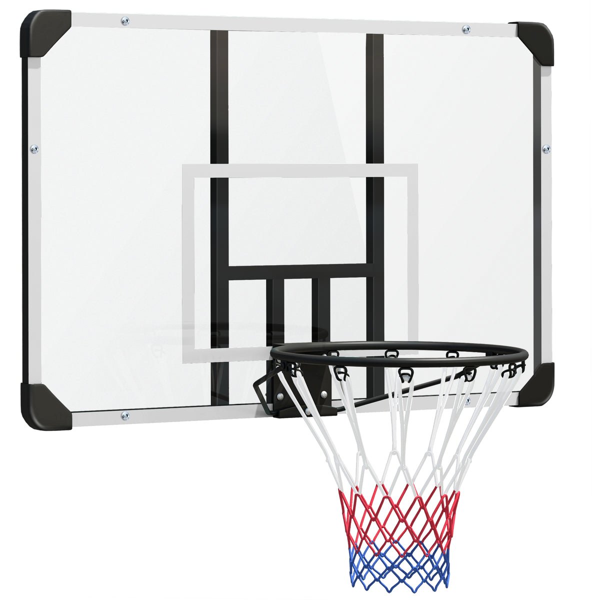 Panier de basketball mural avec panier spécial filet toutes saisons pour l'intérieur et l'extérieur 113x61x73cm blanc-0