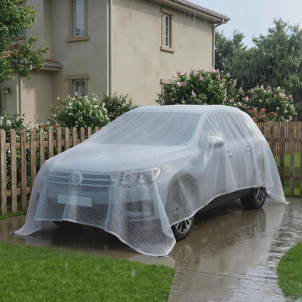 Bâche de Protection 6x4 m en PE 140 g/m² avec 20 Œillets Renforcés, Bâche Imperméable Anti-UV pour Jardin Piscine, Blanc-1