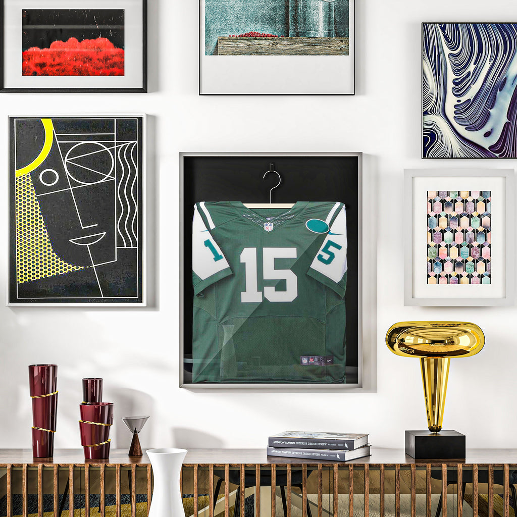 Frame box T-frame cadre aluminium pour maillot porte acrylique doublure interne feutre 70 x 90 cm-1