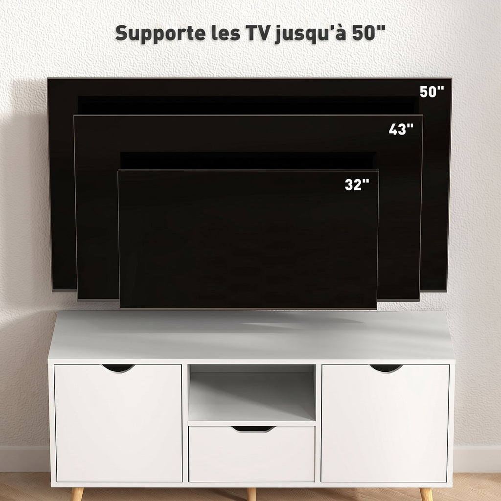 Meuble TV Banc TV Buffet bas Meuble de rangement sur pied avec 2 placards en Bois pour Chambre Salon-5