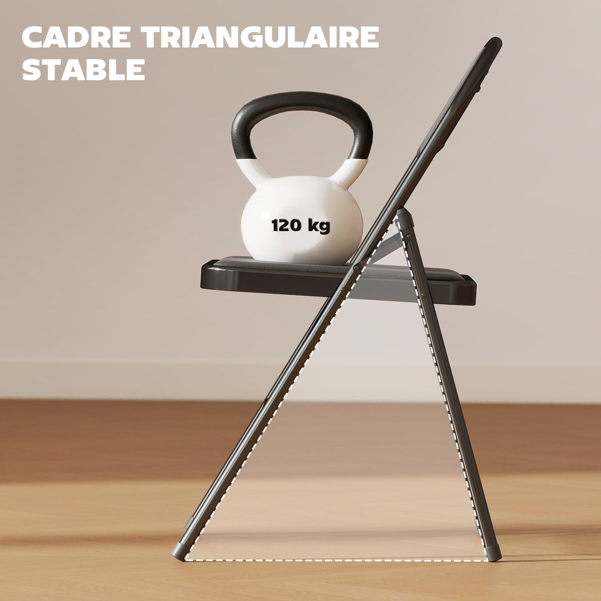 Lot de 6 chaises pliantes chaises de salle à manger portables cadre en acier 45 x 46 x 78 cm noir-4