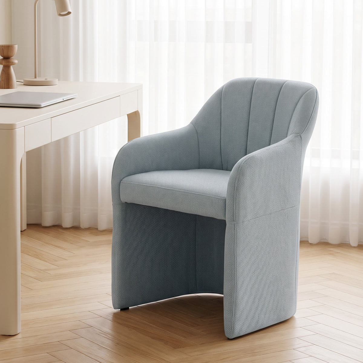 Fauteuil de Salon en Tissu effet Lin, Accoudoirs Intégrés, Assise Épaisse, Base Ouverte, 60x62x79cm, Gris-1