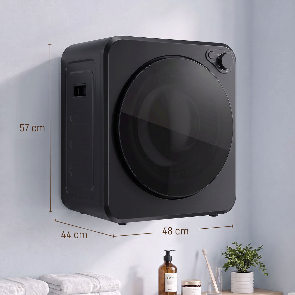 Sèche Linge à Évacuation Compact 2,5Kg, Sèche-Linge Électrique 400/800 W, 5 Modes de Séchage, Charge Frontale, Noir-2