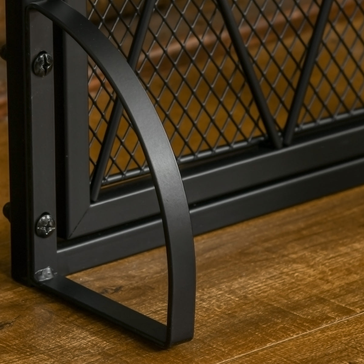 Grille de protection pour cheminée 120 x 79 cm - pare-feu pour cheminée ou poêle - pare-étincelles - barrière de sécurité - 3 volets pliables et porte - métal noir-7