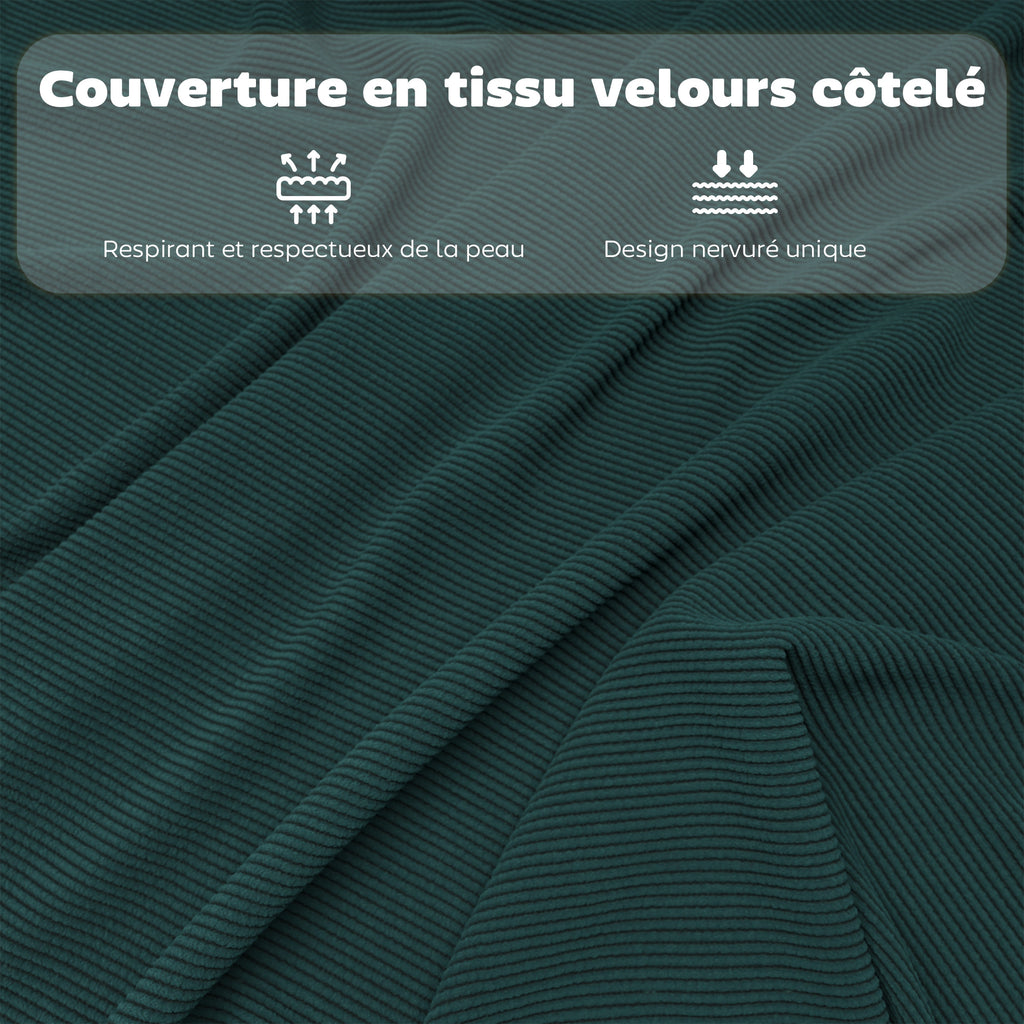 Lot de 4 chaises pliantes chaises de salle à manger portables avec assises et dossiers rembourrés en velours côtelé bleu-6