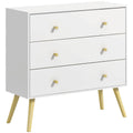 Commode 3 tiroirs design scandinave piètement effilé incliné bois pin panneaux blanc80 x 30 x 80 cm blanc-0