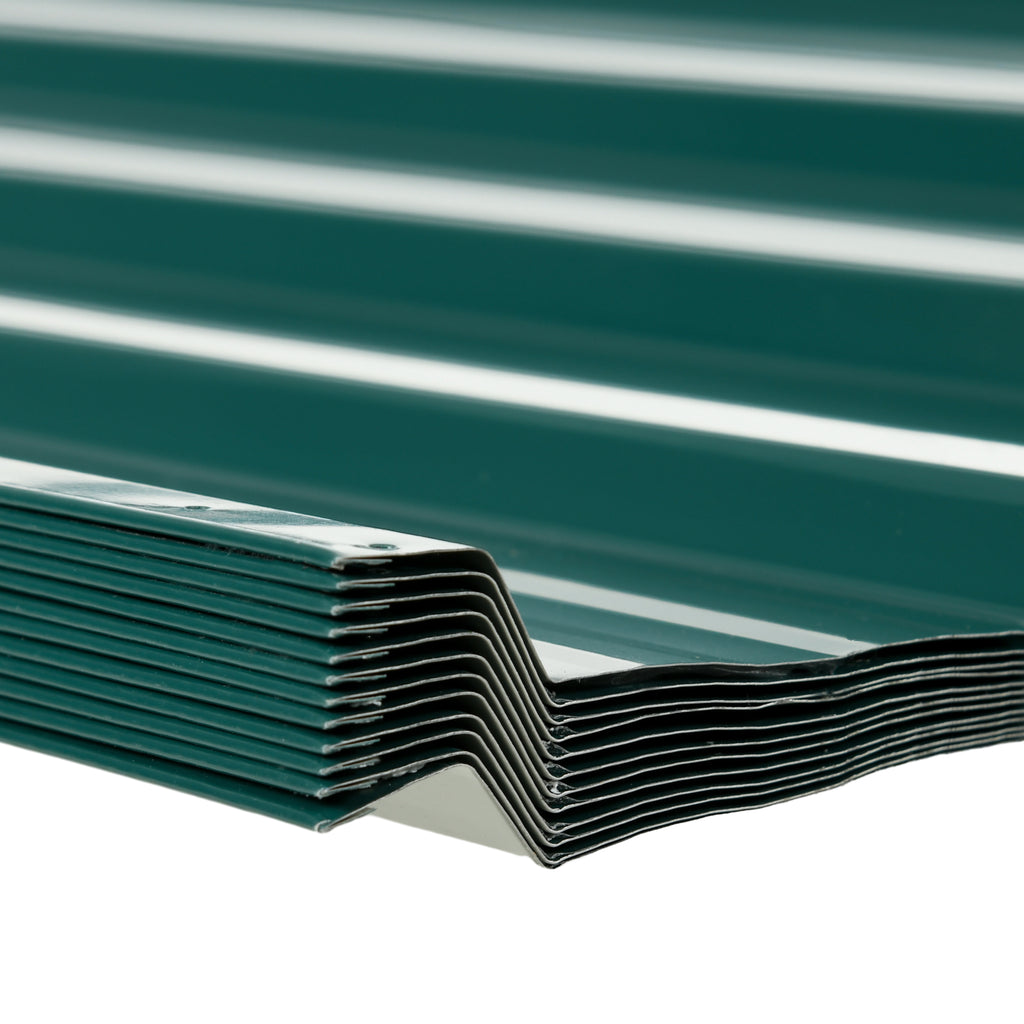 Lot de 12 panneaux en acier galvanisé Résistant aux Intempéries, vert, dim. d'un panneau 129L x 45l cm-8