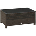 Table Basse de Jardin Plateau Verre trempé 5 mm rotin tressé 85 x 50 x 39cm Max. 50 kg Marron-0