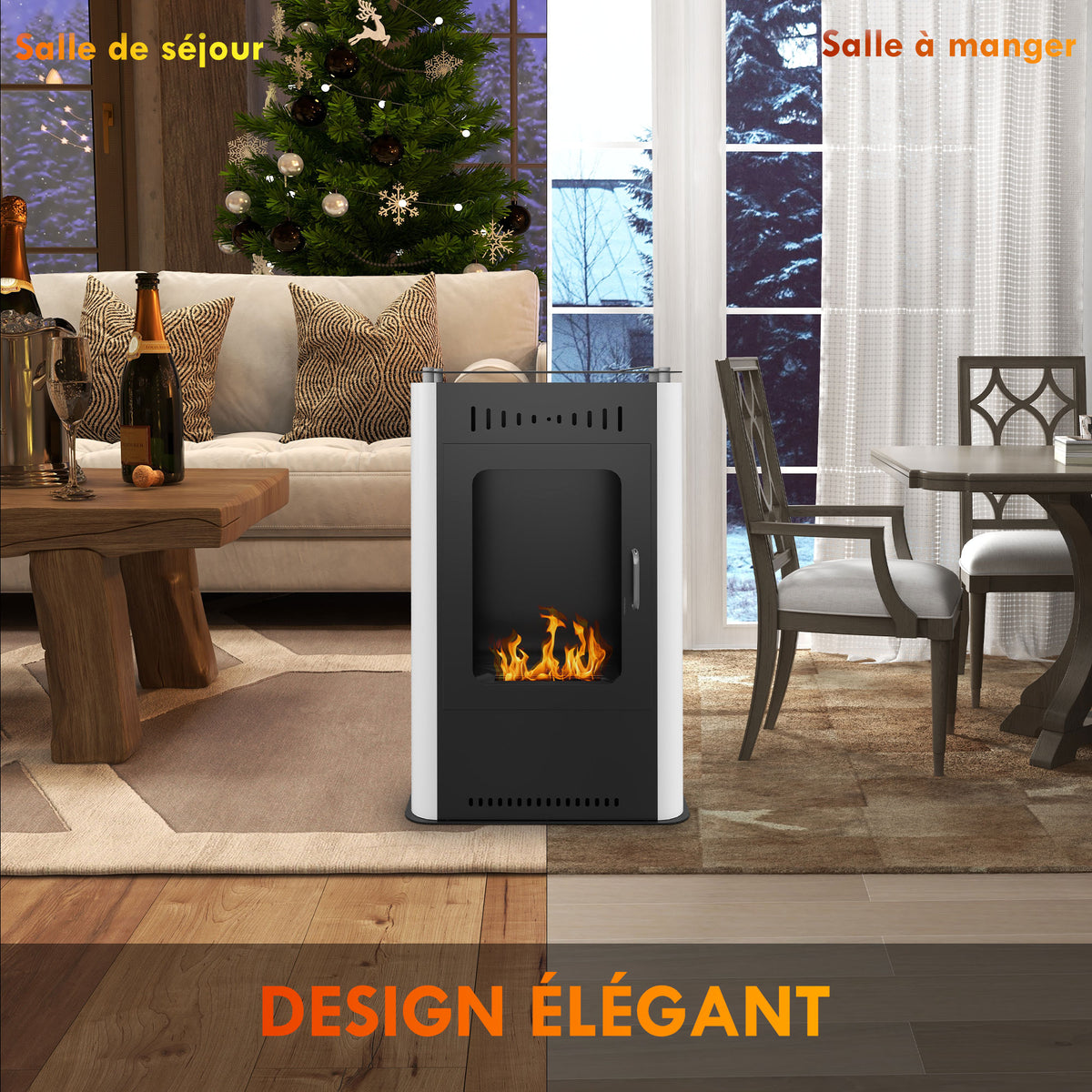 Cheminée poêle à éthanol avec réservoir 1,2L 3h de durée de combustion couverture 20 à 25 m² 50 x 27 x 82 cm noir-6