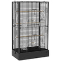 Cage à oiseaux volière avec portes perchoirs cage pour canaris perruches perroquets 61 x 36,5 x 98 cm noir-0