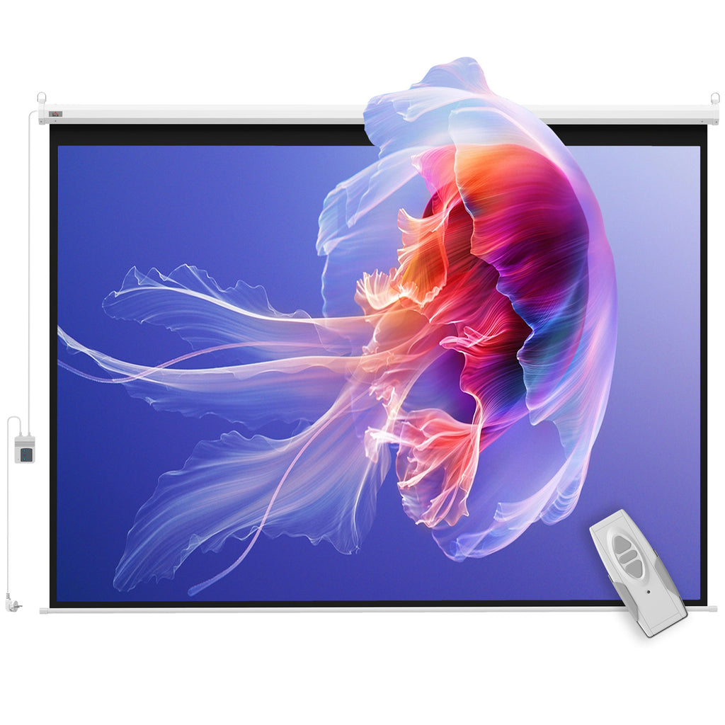 Ecran de projection motorisé 4:3 203L x 152H cm blanc-6