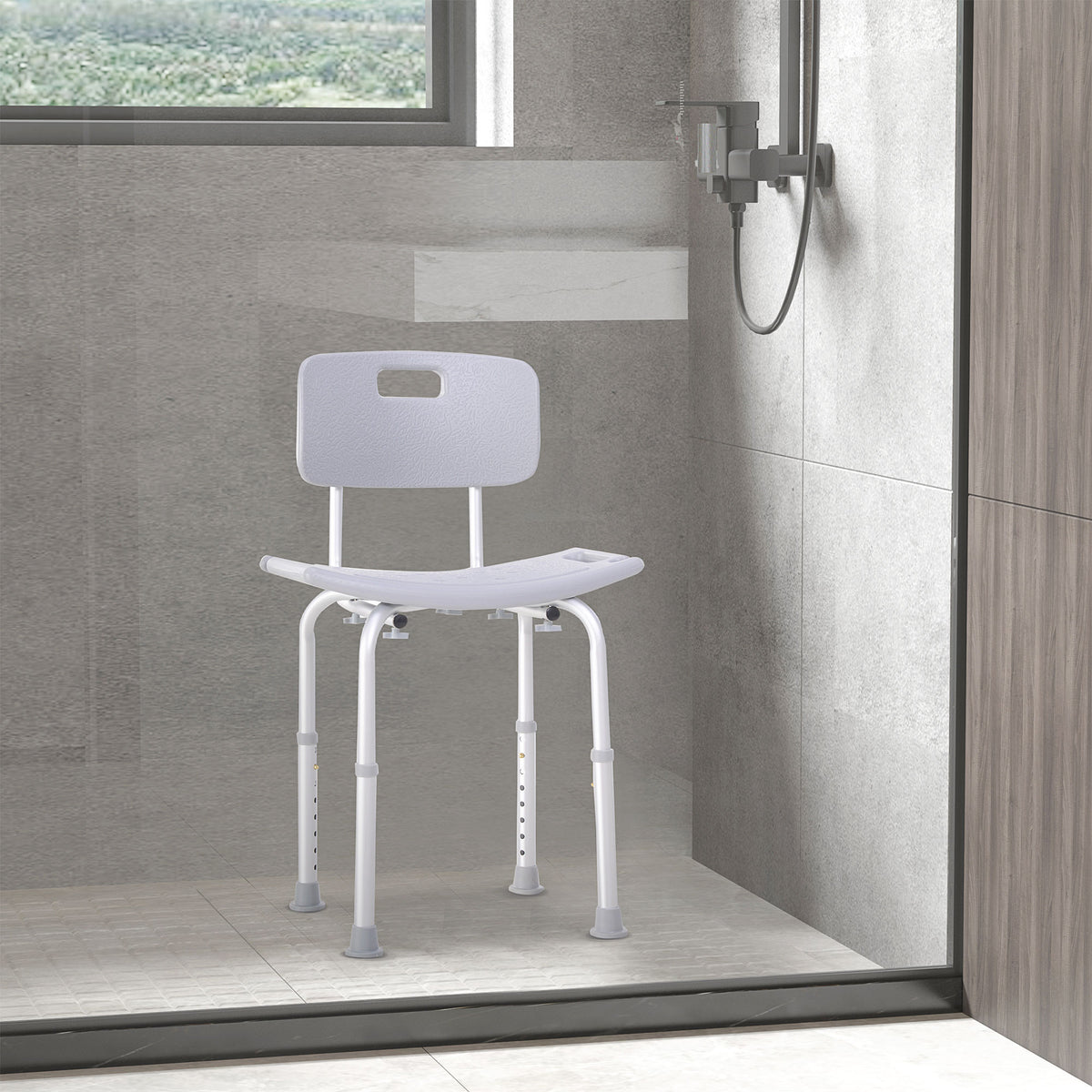 Chaise de Douche siège de Douche Ergonomique Hauteur réglable Pieds antidérapants Charge Max. 136 Kg alu HDPE-1