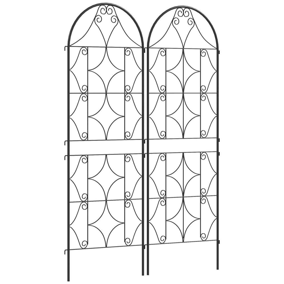 Support pour plantes grimpantes avec motif lot de 2 treillis de jardin pour vigne fleurs légumes métal 50 x 150 cm noir-0