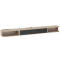 Meuble TV suspendu, meuble télé pour téléviseur jusqu'à 75 pouces, tiroir rabattable 2 étagères 180x24x16cm bois naturel-0