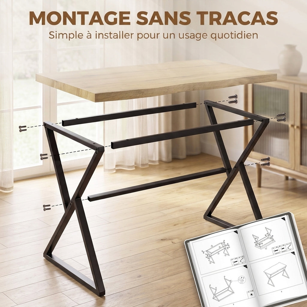 Table à Manger pour 2 Personnes, Table de Cuisine, Style Moderne avec Plateau Épais, 110 x 67 x 75,5 cm, Noir et Chêne-6
