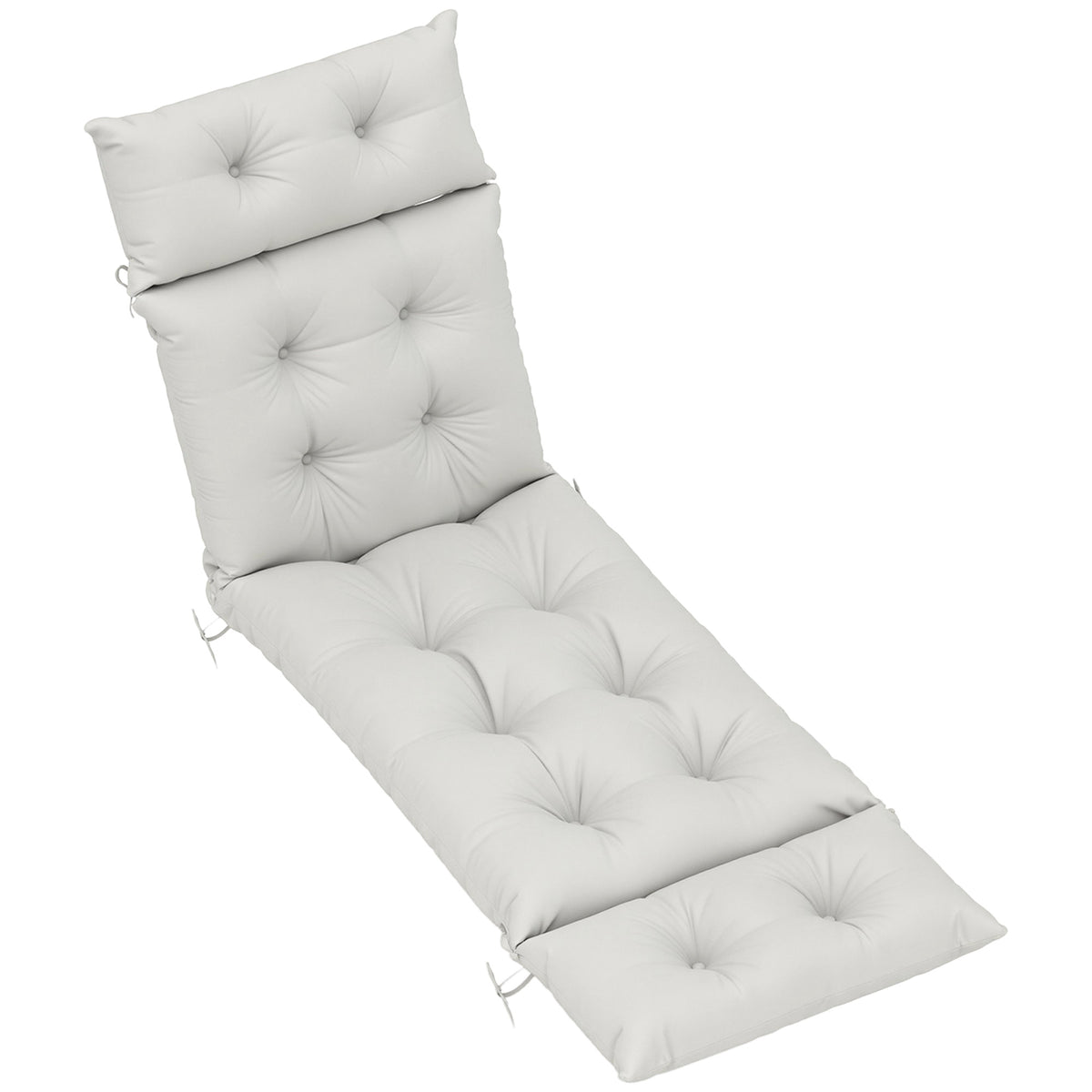 Coussin bain de soleil épais coussin chaise longue 190 x 56 x 10 cm, UPF20+, matelas transat six attaches, gris clair-0