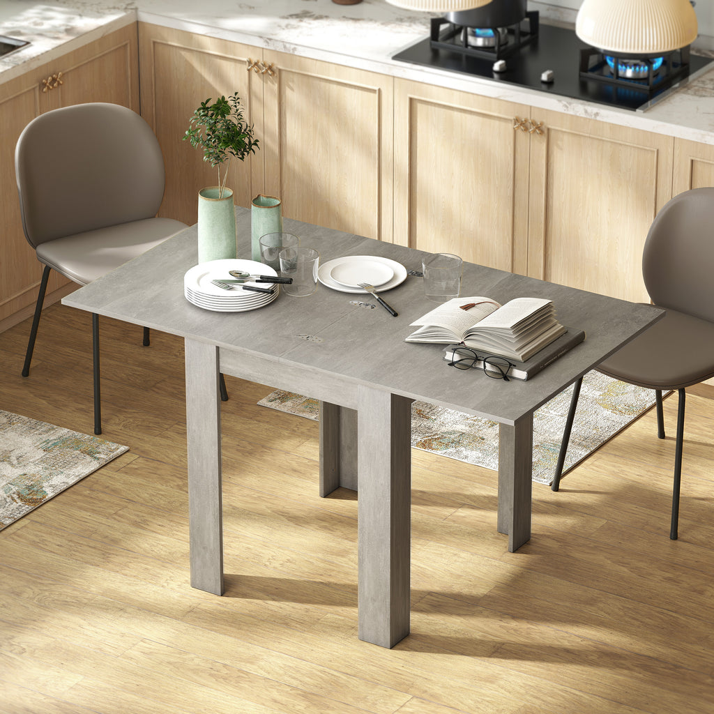 Table à manger extensible rectangle pour 4 à 6 personnes, table de cuisine 70-140 cm, patins en feutre, gris-1