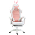 Chaise de gaming avec support lombaire, hauteur réglable, dossier inclinable, oreilles de lapin et appui-tête, rose-0