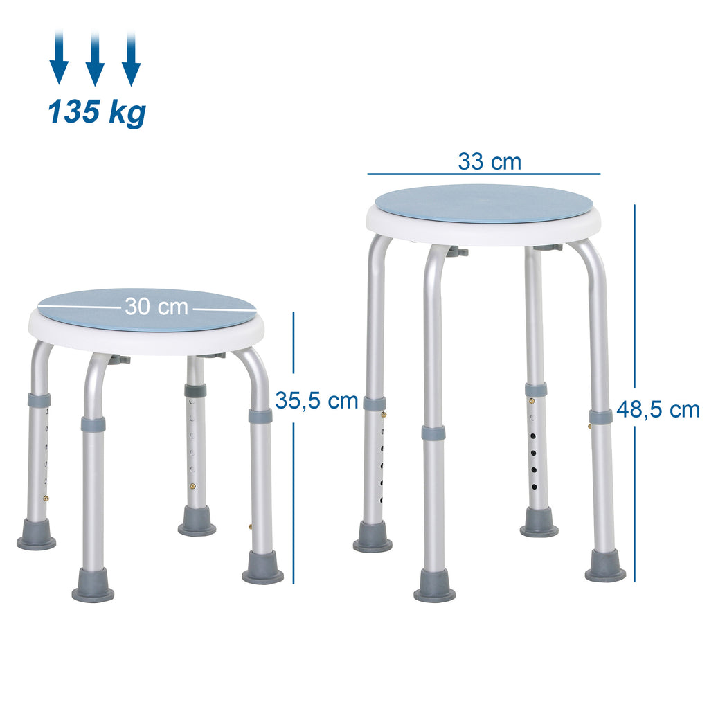 Tabouret de douche siège de douche antidérapant tabouret de bain hauteur réglable pivotant à 360° en aluminium-2