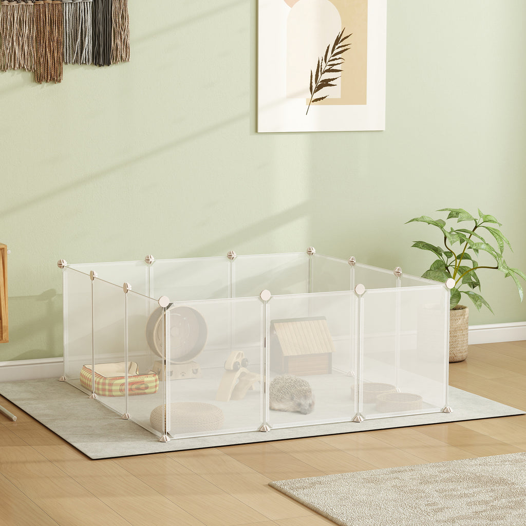 Enclos parc modulable pour petits animaux 12 panneaux pour chiot, cochon 105 x 105 x 45 cm blanc-9