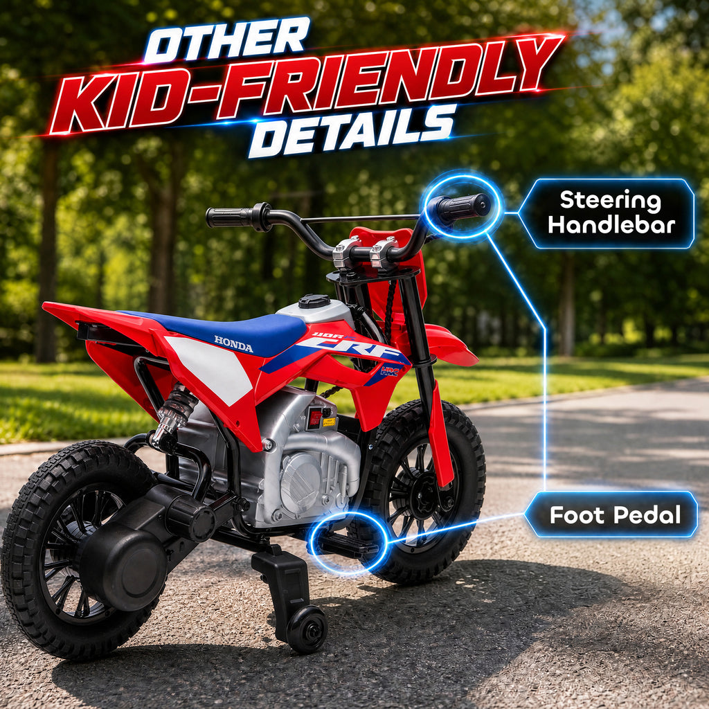 Moto Électrique Enfants sous Licence HONDA 12 V, Vitesse 3-6 Km/h, Voiture Électrique Enfants 3-8 ans, Rouge et Bleu-8