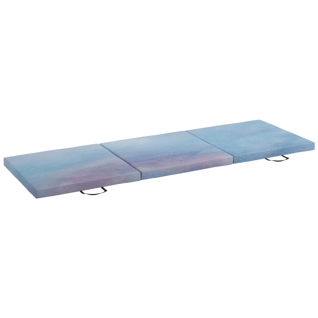 Tapis de gymnastique yoga pilates fitness pliable en 3 panneaux avec poignées revêtement synthétique 180 x 60 x 5cm bleu-6