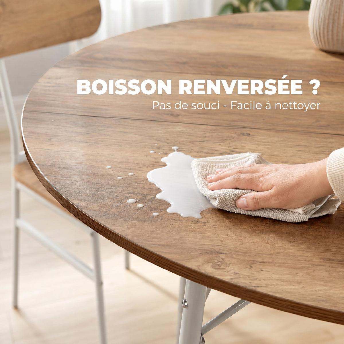 Ensemble table salle à manger avec 4 chaises, table de cuisine avec chaises pour 4 personnes, cadre en métal, naturel-6