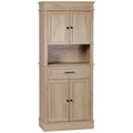 Armoire de cuisine buffet cuisine vaisselier meuble de rangement style moderne avec placards, étagères réglables, tiroir, et niche, pour salle à manger, salon, 74 x 39,5 x 183 cm, chêne clair-0