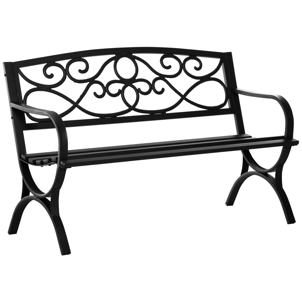Banc de jardin 2 places banquette extérieur terrasse patio dossier incliné assise à lattes accoudoirs-0