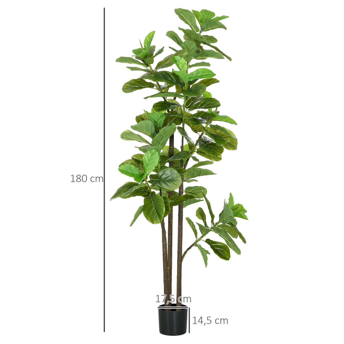 Lot de 2 plantes artificielles Figuier à feuilles de violon Ficus Lyrata hauteur 180cm avec Pot-2