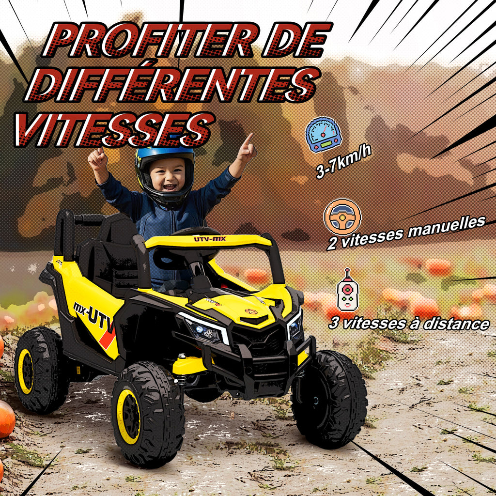 Voiture électrique enfants UTV 12 V, buggy électrique enfants avec télécommande, 96 x 61 x 56 cm, jaune-4