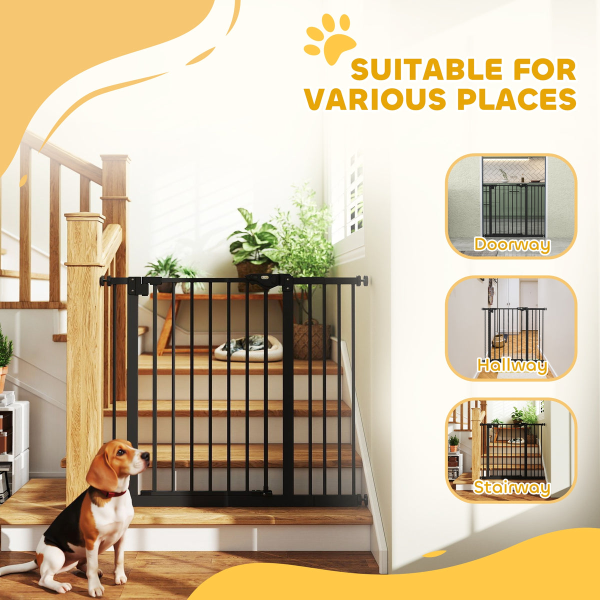 Barrière de sécurité animaux porte fermeture automatique système de double verrouillage sans perçage 1 extension noir-7
