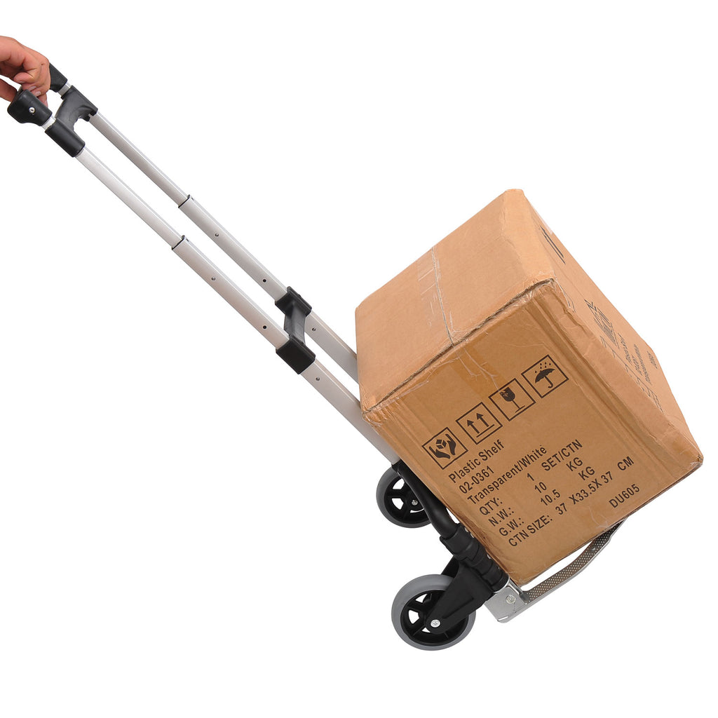 Chariot diable pliable leger telescopique charge 70kg en aluminium argent-noir-1