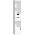 Bibliothèque étagère de rangement avec porte, 2 tiroirs, compartiments ouverts et étagère réglable, 30x24x158cm, blanc-0