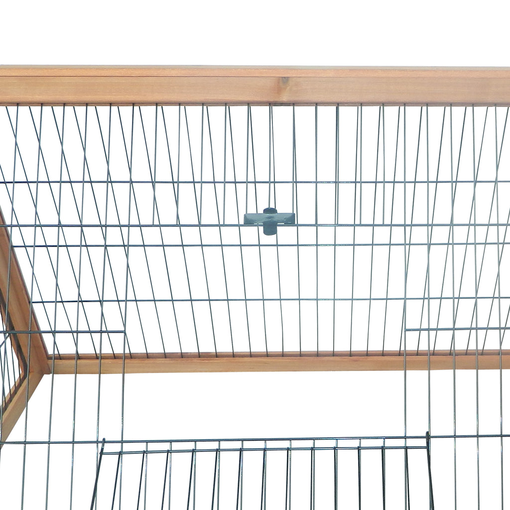 Clapier triangulaire de sol enclos extérieur niche double porte convient aux lapins poules tortue terrestre dim. 116L x 62,2l x 52,5H cm bois massif pin-7