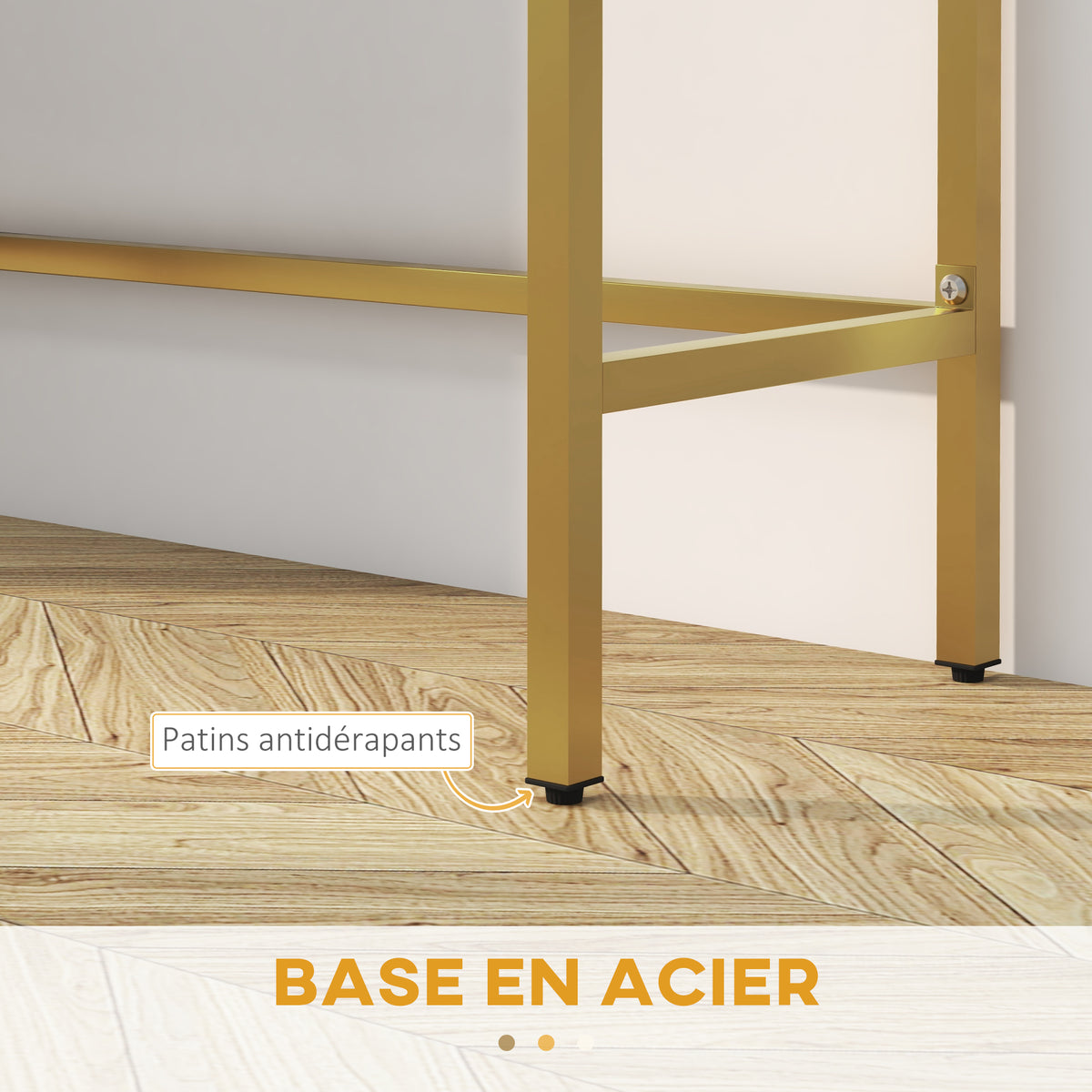 Table console console meuble avec 2 tiroirs base en acier avec pieds antidérapants 80 x 31,5 x 75 cm blanc-5