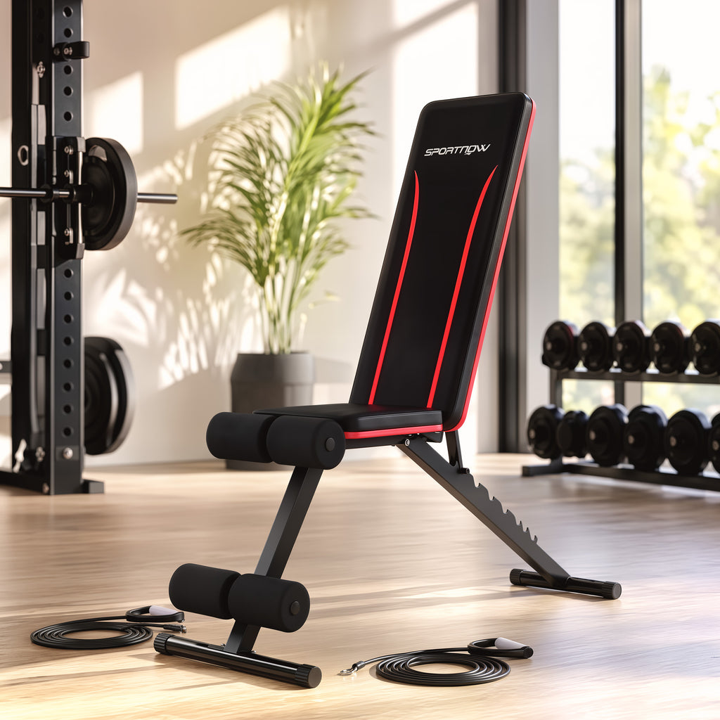 Banc de Musculation Réglable Pliable Bandes de Résistance Développé Couché Inclinable Déclinable 128x42,5x115cm noir-1