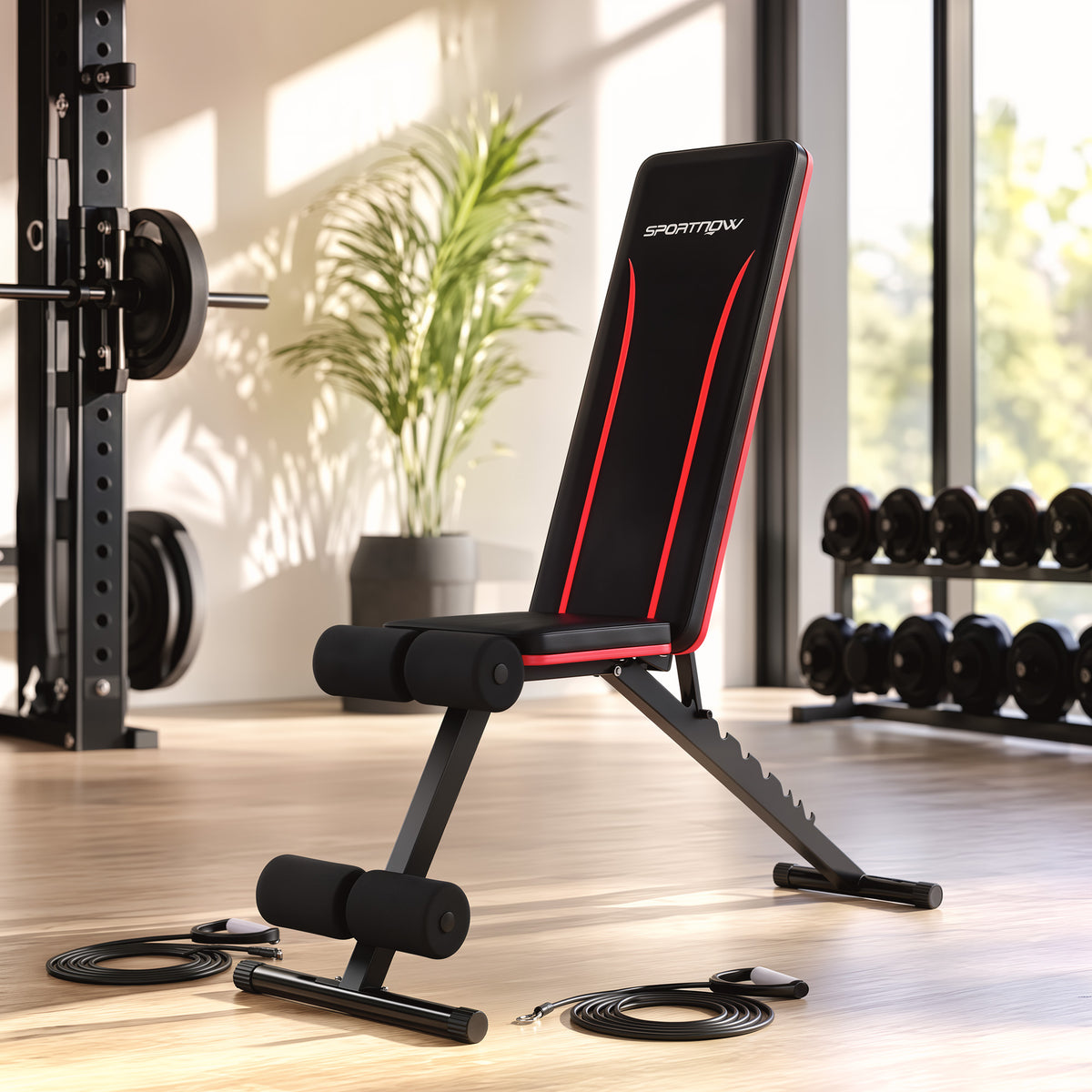 Banc de Musculation Réglable Pliable Bandes de Résistance Développé Couché Inclinable Déclinable 128x42,5x115cm noir-1