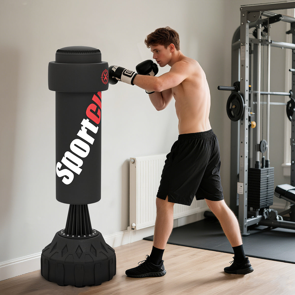 Sac de boxe sur pied autoportant cible réglable en hauteur, avec Ventouses, équipement Boxe-9