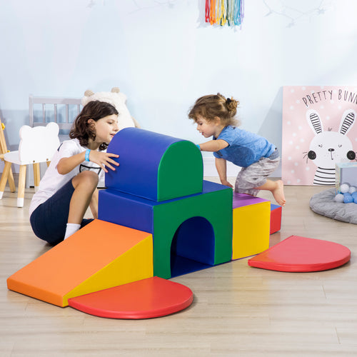 7PCS Parcours motricité bébé, jouet d'escalade, mousse blocs de construction avec revêtement synthétique, jouets éducatifs pour enfants d'âge préscolaire, multicolore-1