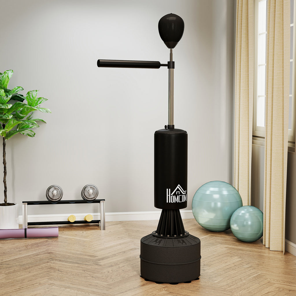 Sac de frappe boxe sur pieds punching ball brunier 3 en 1 avec ballon de vitesse bras flexible rotatif hauteur réglable-8