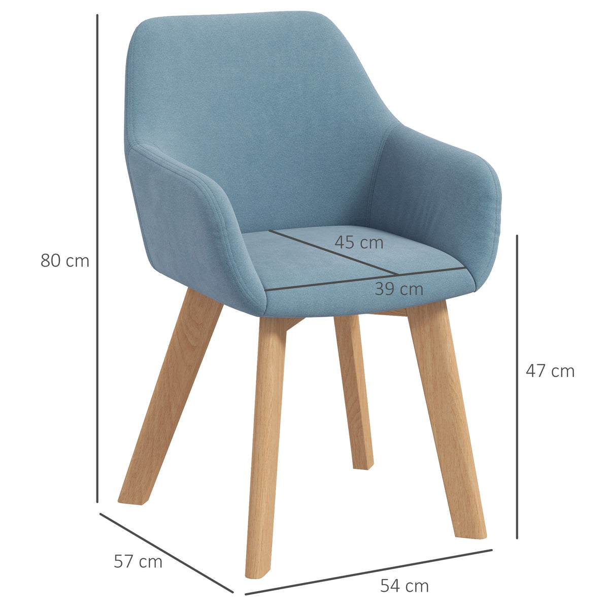 Lot de 2 chaises de salle à manger Fauteuil Assise rembourrée en tissu effet velours Pieds en bois, bleu-2