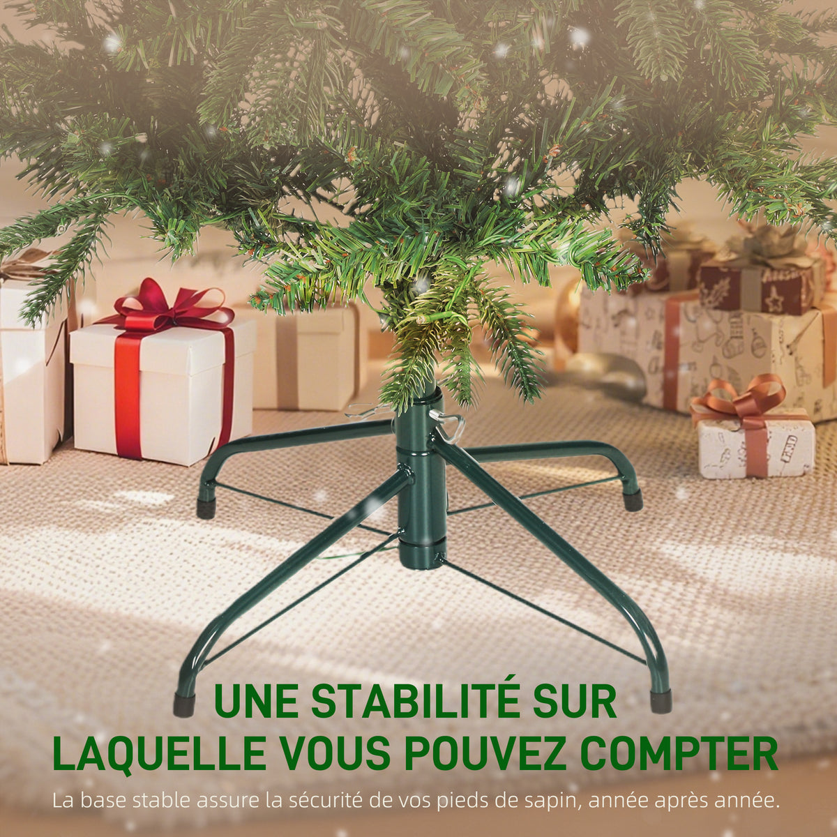 Sapin de Noël artificiel 150 cm, arbre de Noël slim avec 150 lumières 8 modes d'éclairage 431 branches articulées, vert-7